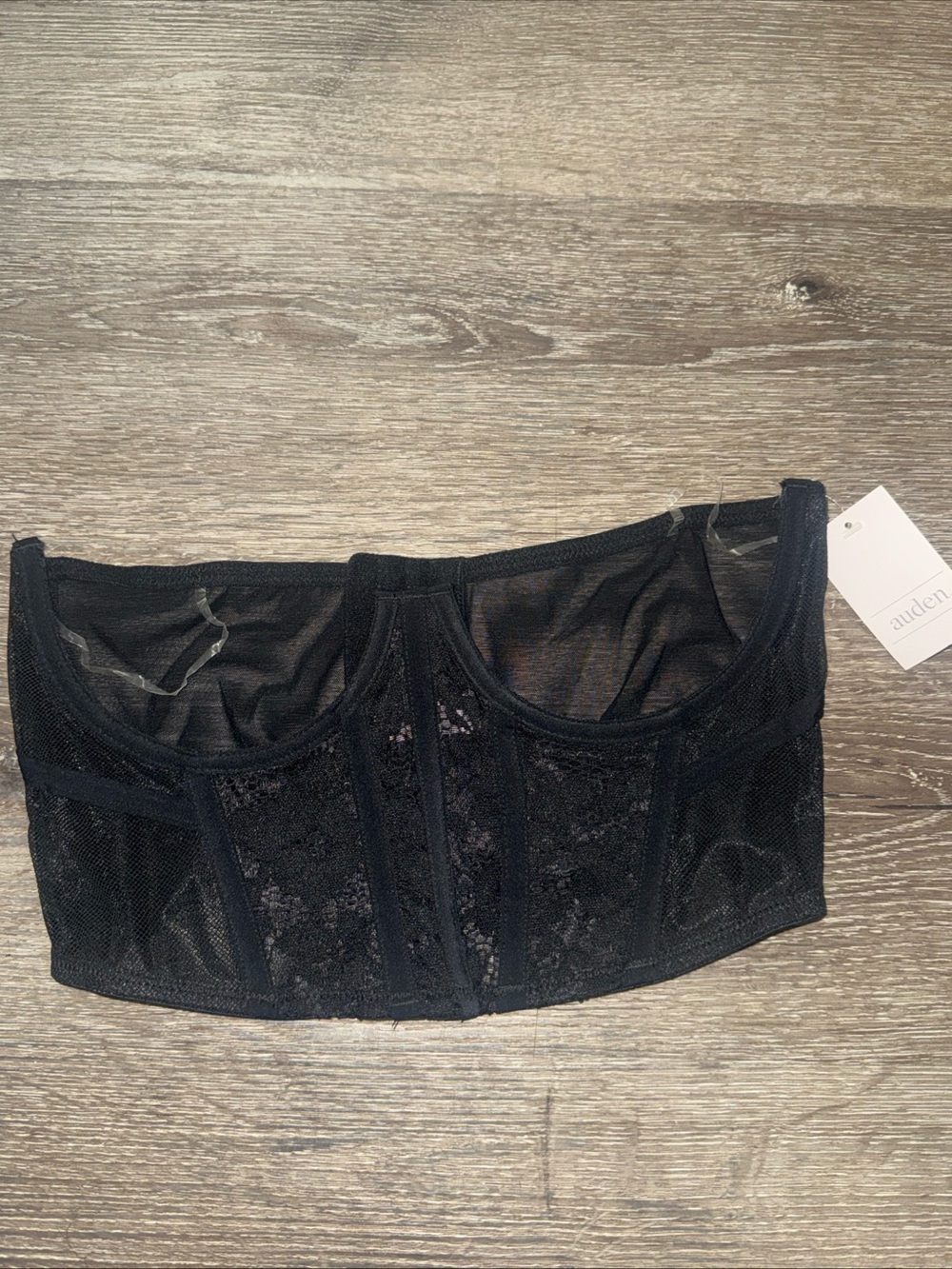 Auden Black Lace Bustier Corset Top Medium NWT